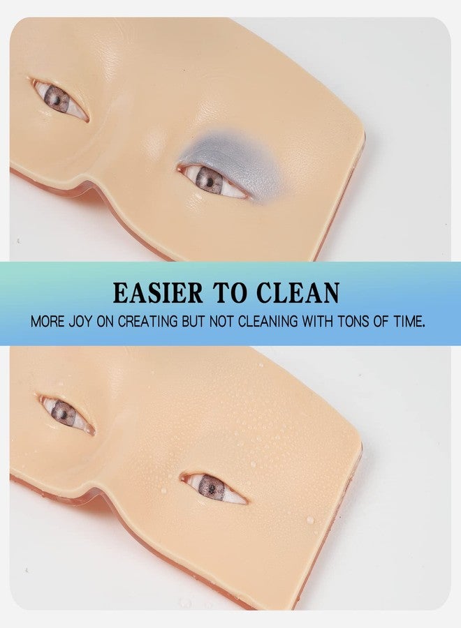 Bueuo Makeup Practice Face Board, 3D Reusable Silicone Make up Mannequin Face with 5PCS Makeup Brush, Eye Make up Practice Board for Beginner or Professional Enthusiasts - Image 4